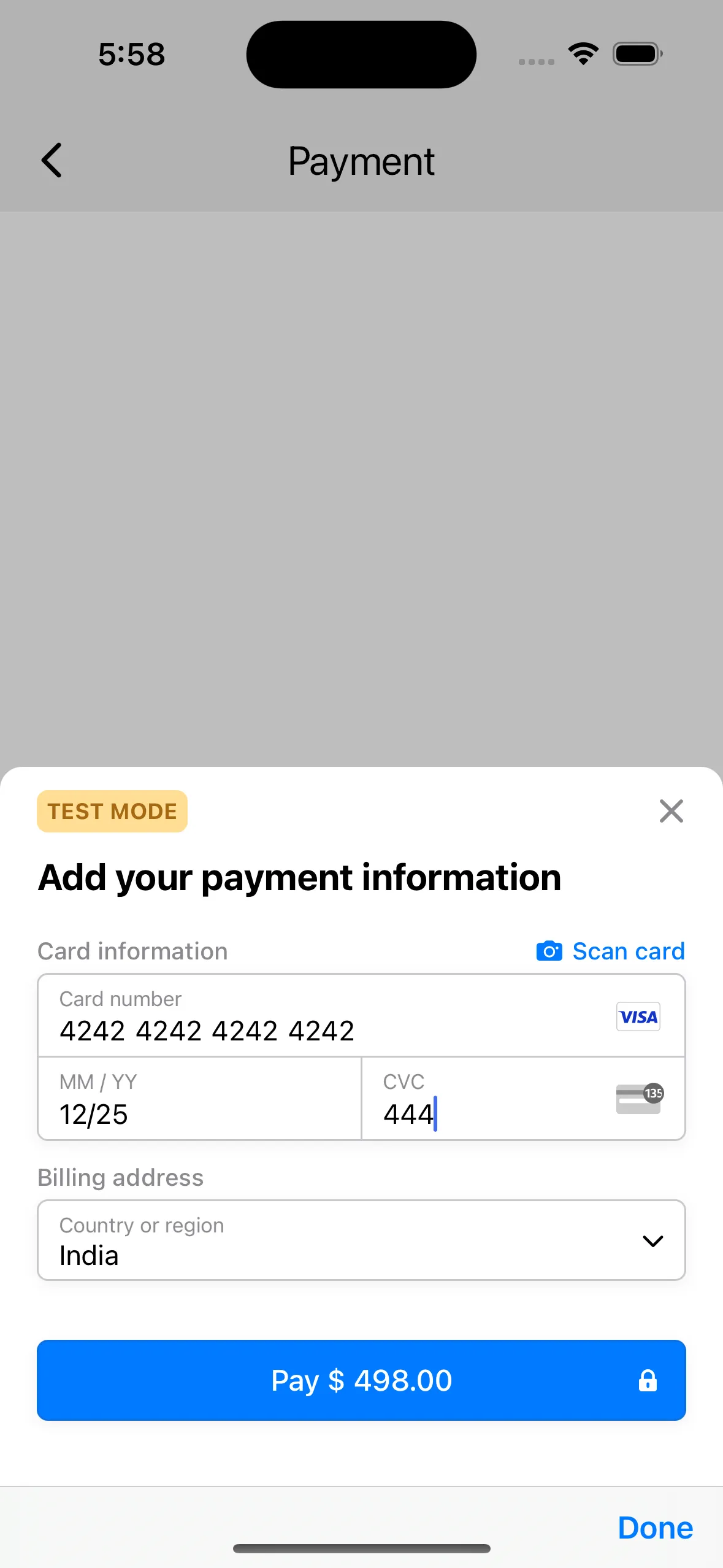 Payment Sheet